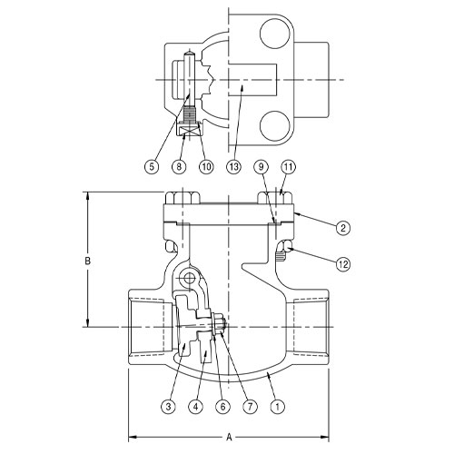 Aloyco FIG 374 Swing Check Valve Line Drawing