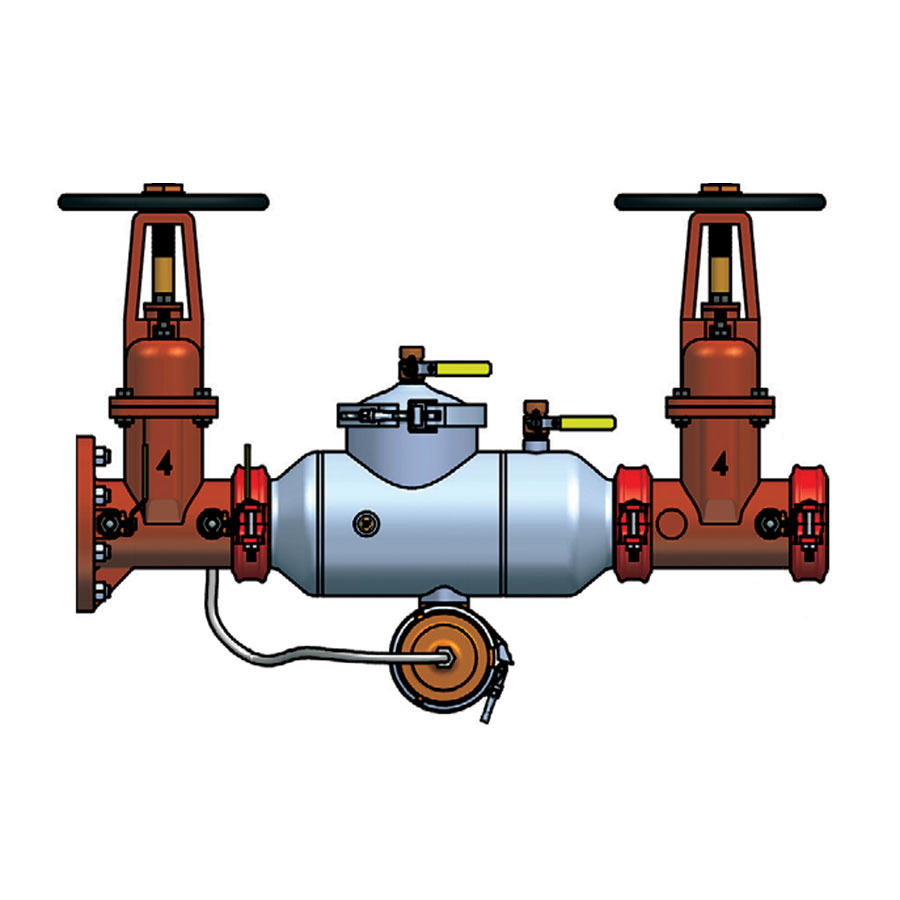Apollo RPLF4A Backflow Preventer with NRS Flanged x Grooved Shut-off Valves