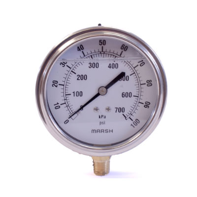 Marsh X Series Liquid Lower Mount Pressure Gauge