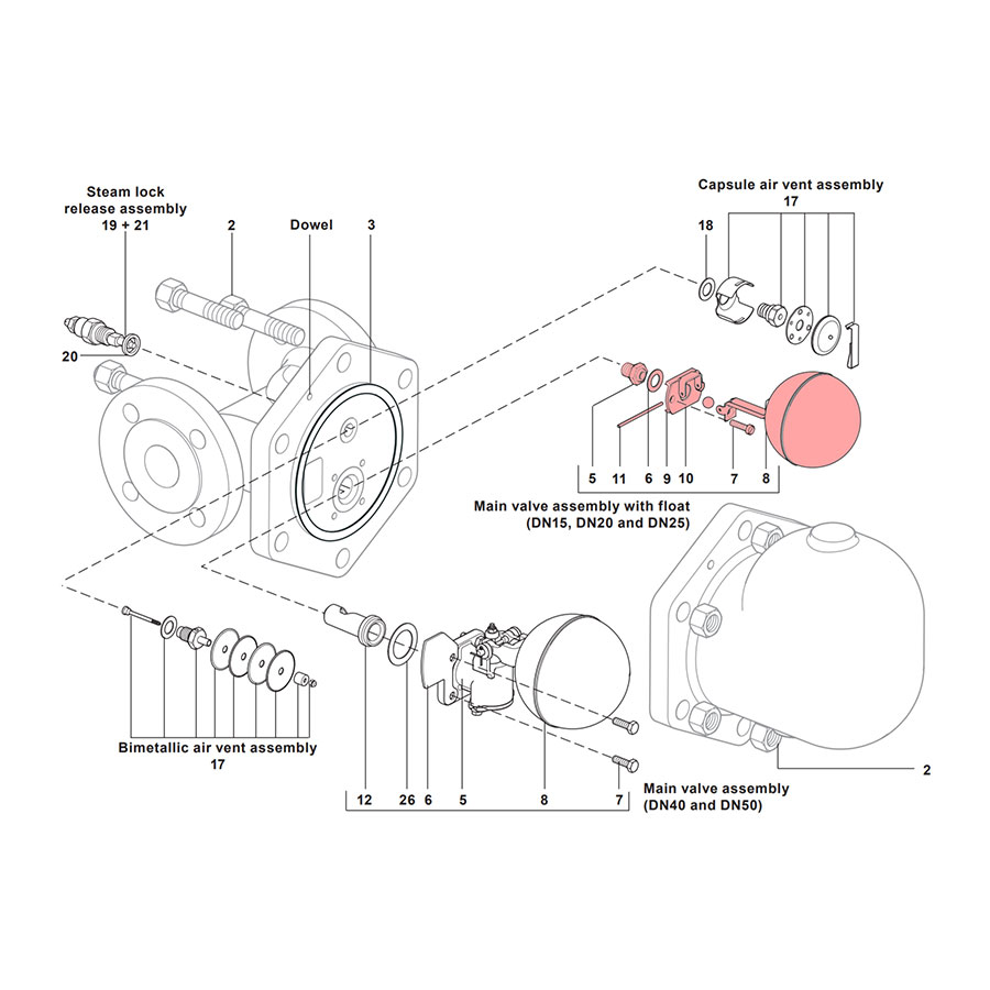 Spirax Sarco FT46 Mechanism Assembly with Float